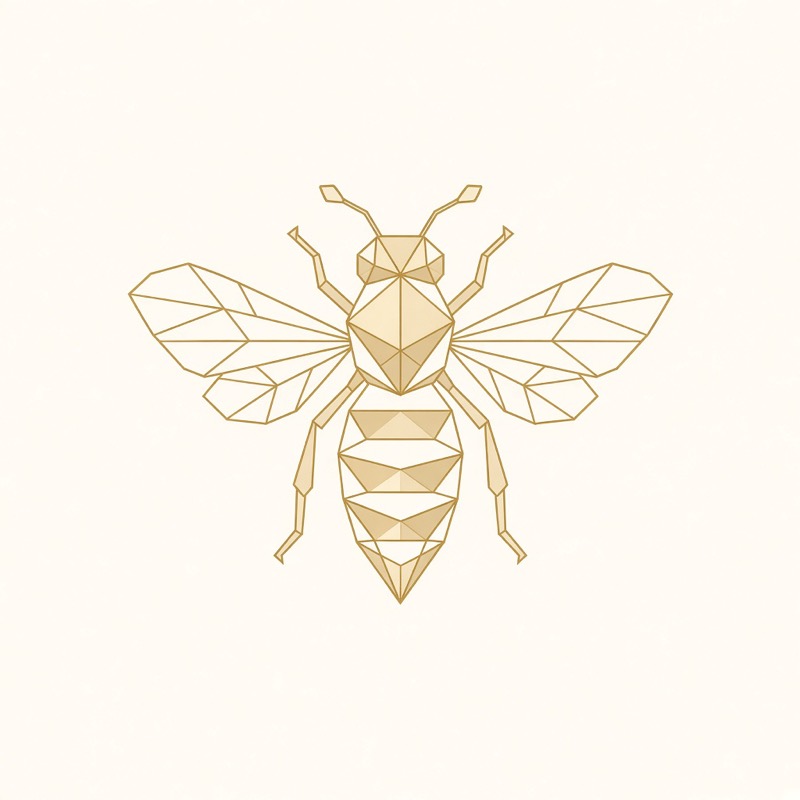 Geometric gold honeybee emblem