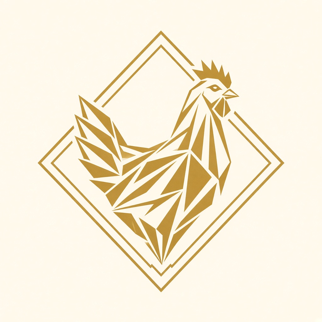 Geometric hen emblem